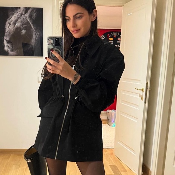 NWT HELSA Tech Gabardine Zip Jacket Dress in Black - XXS - Picture 2 of 8